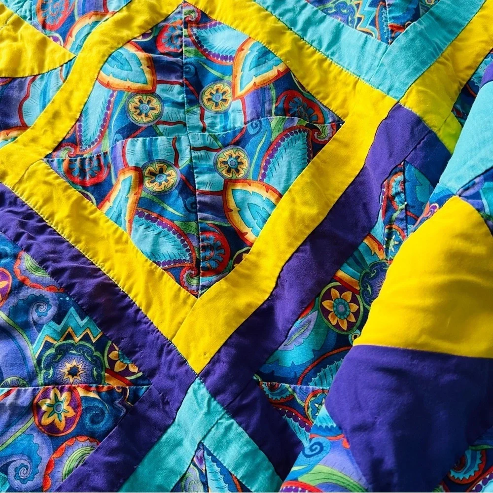 45”x45” Handmade Patchwork Cotton Quilt.